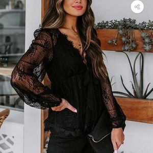 Vici Dolls black lace long sleeve new with tags sz L